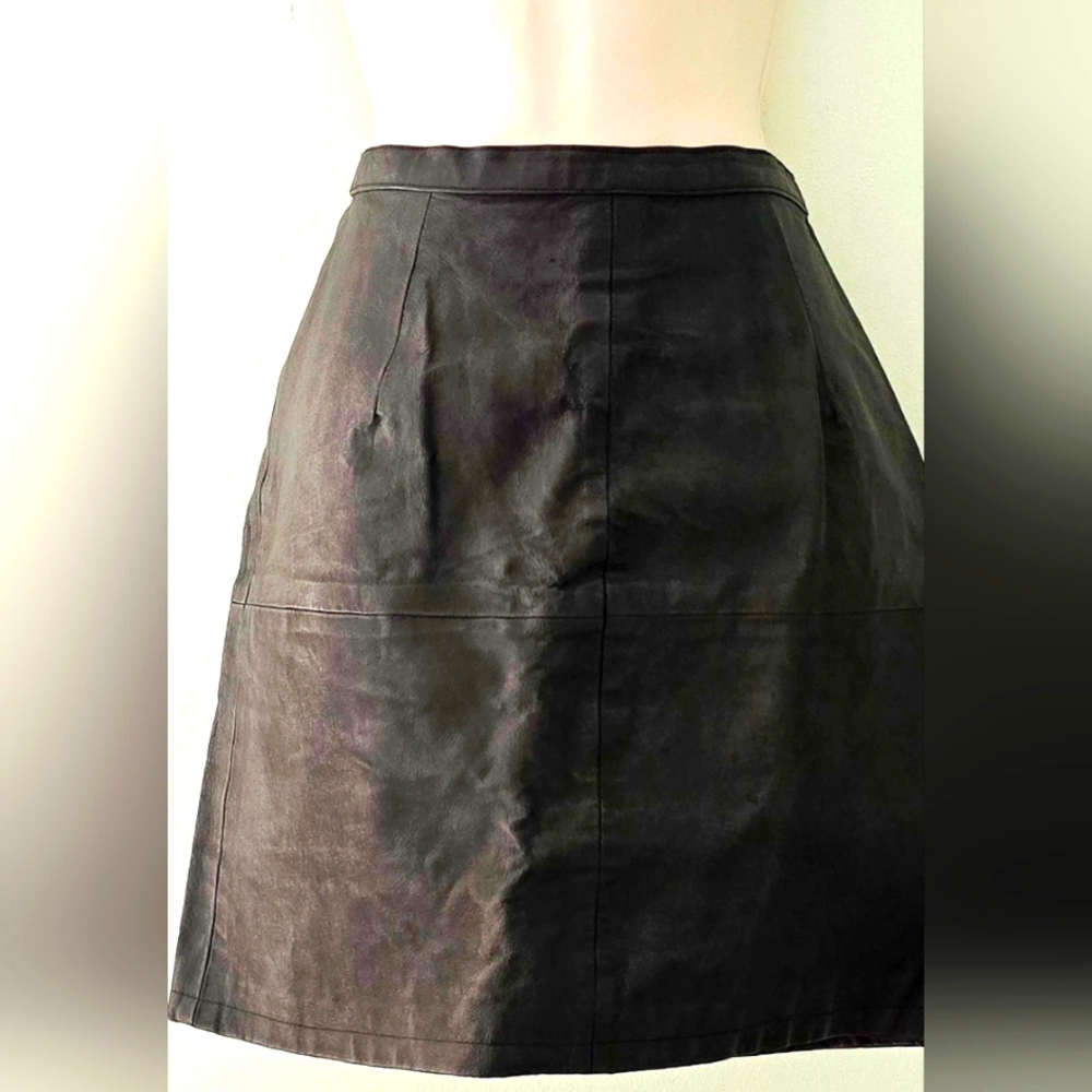 Stylework 100% Leather Black Mini Skirt Size 8